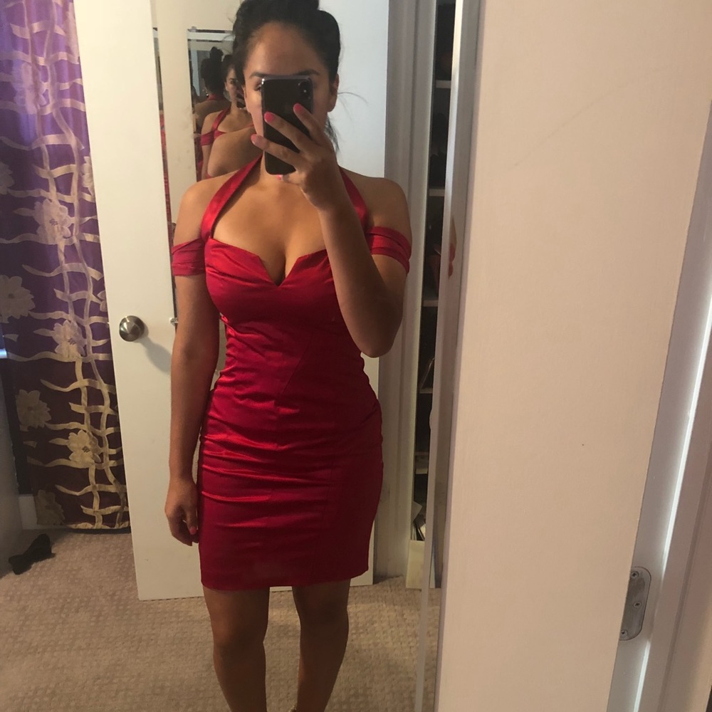 Red halter top Bebe dress